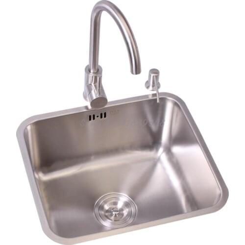 One-piece Bar Counter Sink Package, Kitchen 304 Stainless Steel Large Single Basin For Washing Vegetables, Hand-made Under-count