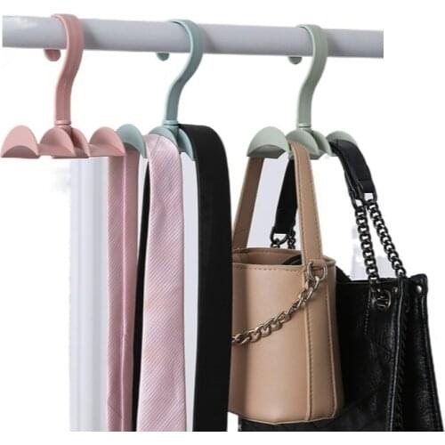 Bag storage rack rotatable wardrobe bag storage rack household nail free hook tie hook plastic clothes hook 360 degree rotation