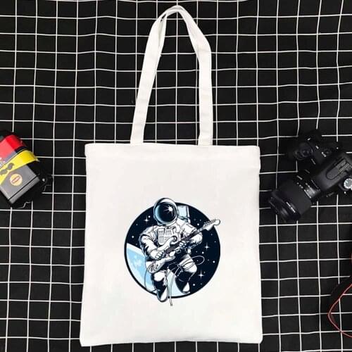 Women Shopping Bag Astronaut Series Shoulder Bag Reusable Handbag Cute Style Eco-friendly Foldable Portable Shopper Bag Bolsos