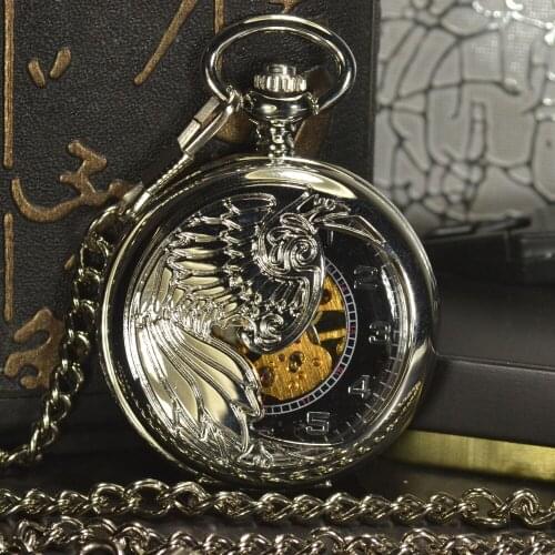 TIEDAN Pocket Watch Men Steampunk Luxury Mechanical Pocket Watch Antique Chain Necklace Casual Skeleton Pocket Fob Watches