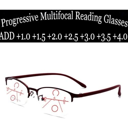 Alloy Frmae Ultralight Progressive Reading Glasses for Business Women+1.0 +1.5 +1.75 +2.0 +2.5 +3 +3.5 +4