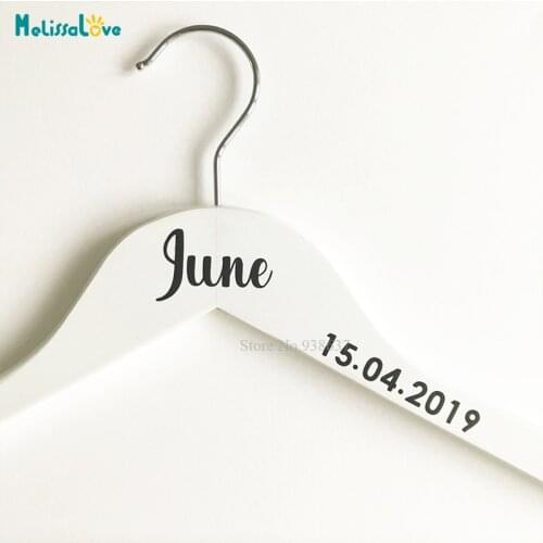 Wedding Dress Hanger Custom Name Date Personalized Wedding Hanger Decals Party Removable Vinyl Stickers BA378