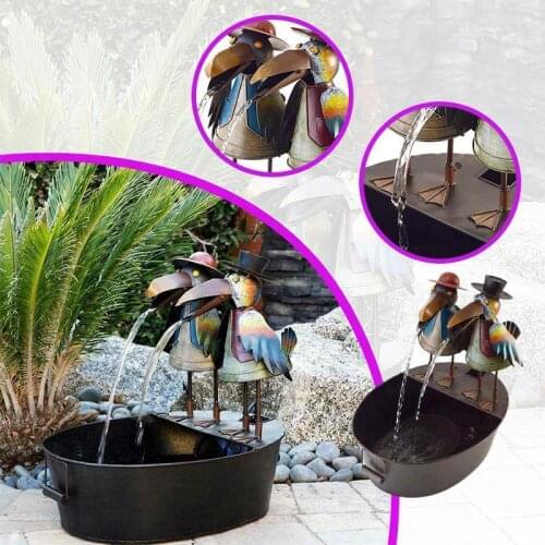 Water Fountain Playful Rustic Look Resin Metal Bird Garden Decor Fountain Vivid Bird Shape Yard Art Decor Water Fountain Outdoor