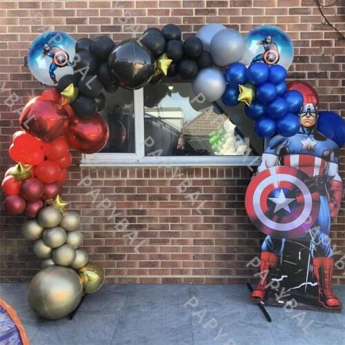 1Set Marvel Spiderman Captain America Hero Foil Balloon Set Birthday Balloon Arch Garland Kit Baby Shower Decor Inflatable Ball