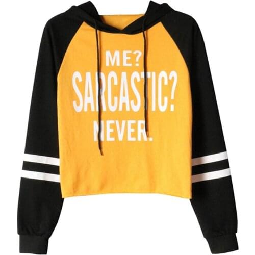 Women Autumn Long Sleeve Striped Drawstring Hoodies Funny Sarcastic Letters Print Crop Top Color Block Casual Loose Pullover Swe