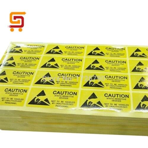 100pcs/lot CAUTION Sticker ESD Warning Labels 55x25mm Waterproof PVC Material Adhesive