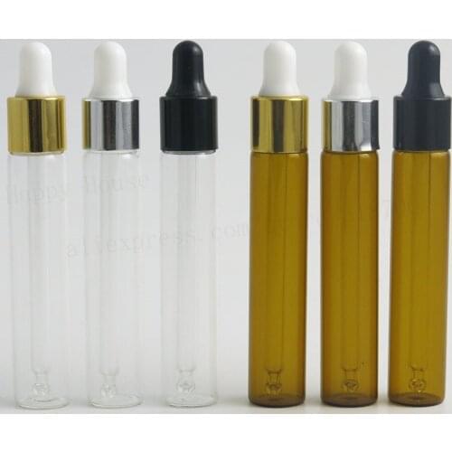 30 x 10ml New Arrival Refillable Clear Amber Glass Essential Oil Dropper Vials 1/3oz Rubber Pipette Bottles Liquid Containers