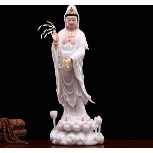48cm large high grade Goddess jade Guan yin PUSA Avalokitesvara buddha statue Asia HOME safety protection FENG SHUI Sculpture