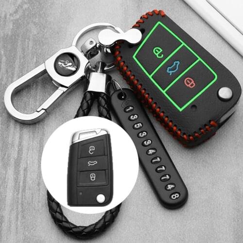Car Fashion leather Key Case Cover Key Bag For Volkswagen VW Golf 7 mk7 Skoda Octavia A7 Key Portect Case Car-styling Auto Part