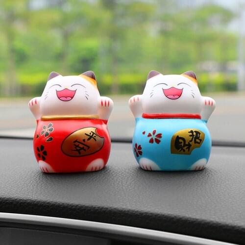 Car Ornament PVC Lucky Cat Decoration Doll Figure Automobile Interior Dashboard Decor Mascot Kids Gift Toys Cute Car Accessories