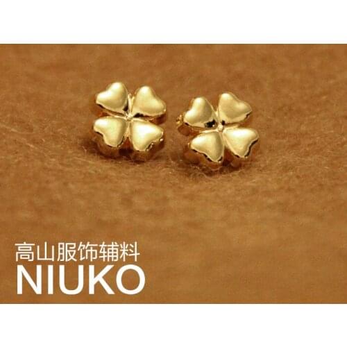 Free shipping 30pcs/lot delicate four leaf clover small elegant metal color button diy button clothes accessories 9mm