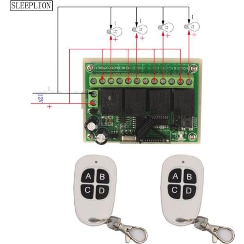 Sleeplion 12V 4CH Wireless Remote Control System Tele ON OFF 1/2/3 Transmitter 1 Receiver Universal Gate ON OFF Remote Control
