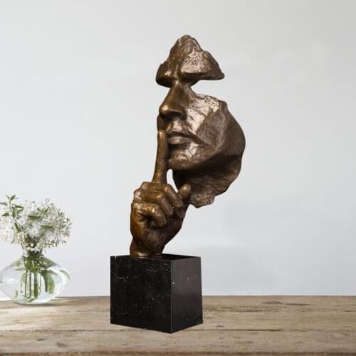 Bronze statue sculpture home decorative bronze sculpture head bust with gesture sculpture