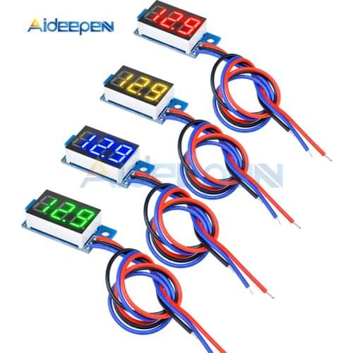 0.36 inch DC 0-99.9V Digital Voltmeter 3 Wires 100V Volt Panel Indicator Monitor Voltage Meter Red Yellow Blue Green LED Display
