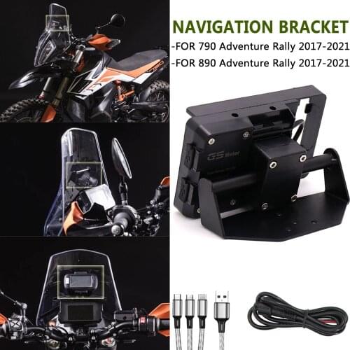 Motorcycle GPS Phone Navigation Charging Holder Mounting Bracket USB Charger For 790 890 ADV Adventure New Rally 2017-2021