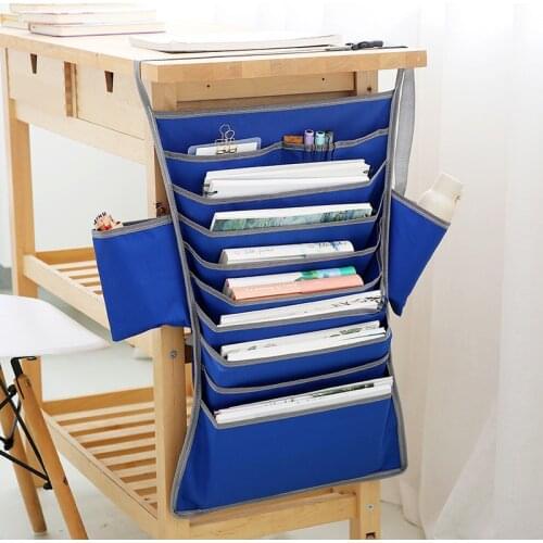 Creative Oxford Cloth Book Storage Bag Multi Pockets Student Learning Hanging Book Bag Desk Organizers Artifact Magazine Holder