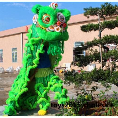Cosplay Lion mascot Dance Costume wool Southern Lion Chinese Folk art For two adults Clothing Advertising Halloween Christmas