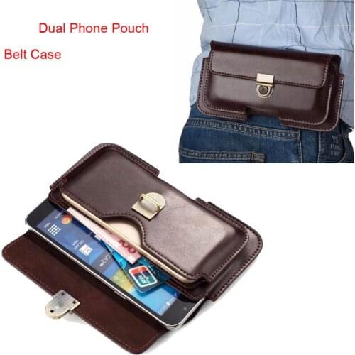Dual Pouch Leather Belt Clip Mobile Phone Case For Sony Xperia XZ1/XZ1 Compact/XZs/L1/XZ Premium/X Compact/XZ/X Performance/E5