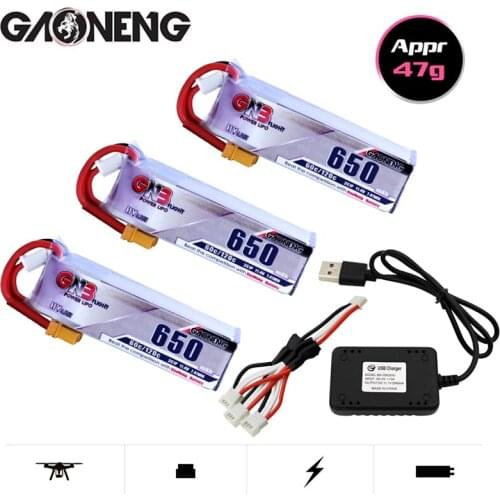 GNB 11.4V 650mAh 60C/120C 3S HV Lipo battery With XT30 Plug for FPV Racing Drone 4 axis UAV RC Quadcopter RC Drone And Charger