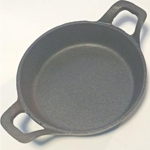 Iron Mini Frying Pan-15/22.5cm Non-stick Double Handle Thickening Cast Iron Omelet Frying Pan Without Coating(Without Lid)