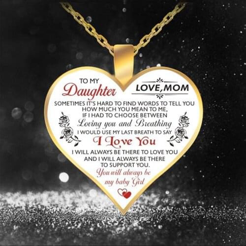 Fashion Gold Color Love Heart Necklaces For Women Girls To MY Daughter Wife Granddaughter Necklace Jewelry Gifts