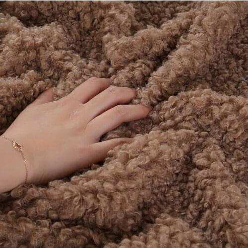 Soft and large-grained sheep curly wool thickened looped wool and lamb wool garment handmade Faux plush fabric for clothes