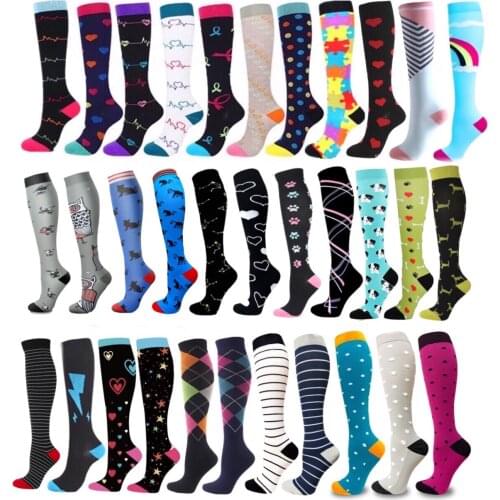 Running Men Women Compression Socks Halloween Owl Cat Dog Heart Shaped Unisex Outdoor Running Cycling Long Pressure Stockings