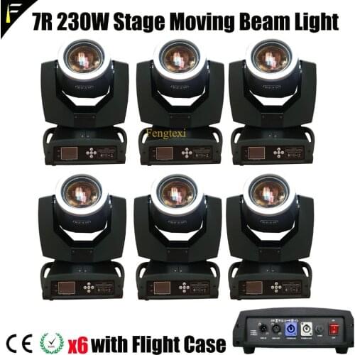 6 Pieces Beam Mover Light 7R 230 Opera Stage Spot Lighting Moving Head 230w 7R Incl Flight Case with Bulk Order Discount Supply