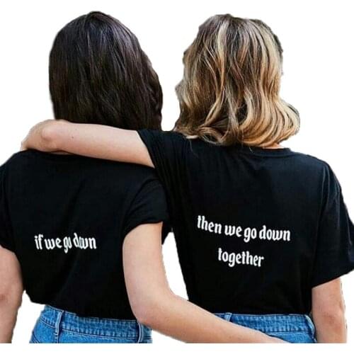 Casual Letter Printed Best Friend Matching T-Shirt BFF T Shirt Women Girls Lovers Couples Tee Shirt Femme Cotton Summer Tops