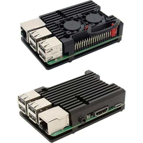 Raspberry Pi 3 Model B plus dedicated Aluminum Case with Dual Cooling Fan Metal Shell Black Enclosure for Raspberry Pi 3 Model B