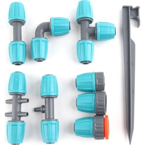 5pcs 16mm Garden Watering Hose Connectors Micro Irrigation PE Pipe Elbow Tee Straight Joints Agricultural Watering Kits Fittings