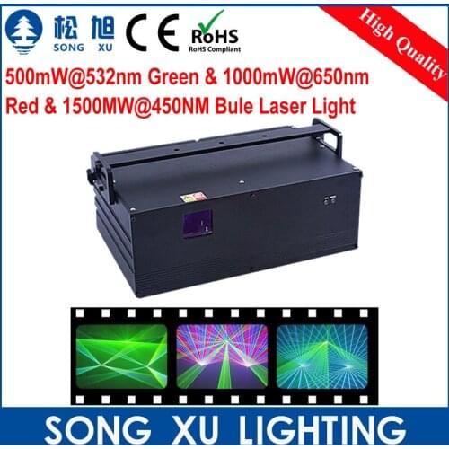 SONGXU 500mW@532nm Green & 1000mW@650nm Red & 1500MW@450NM Bule Laser Light/SX-3000RGB