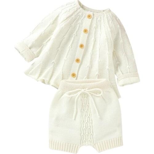 Toddler Kids Girls Clothing Sets Autumn Winter Outerwear Infant Bebes Knitted Outfits Sets Casual Long Sleeves Jackets + Bottoms