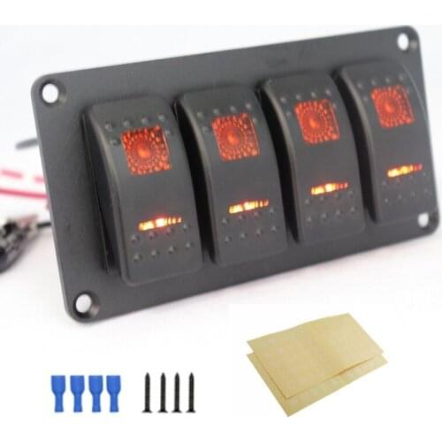 1Pc 4Gang DC12/24V universally ON/OFF Switch Panel with LED indicator light for Marine Boat Caravan Truck RV Car Accessories New