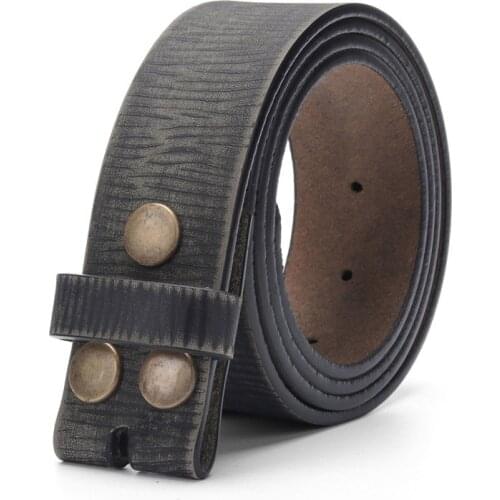 Vintage Belt Without Buckle For Men 100% Genuine Leather Belt For Jeans 3.8 CM Width Cowskin Strap With One Layer Leather