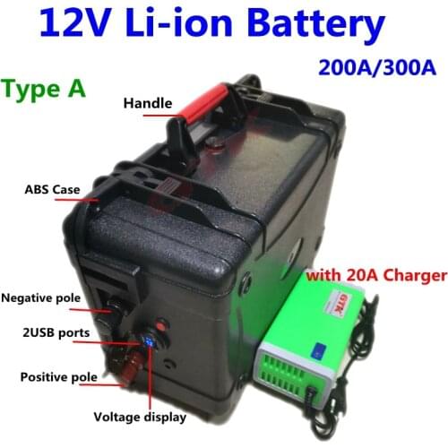 Waterproof 12V 200Ah 250Ah 300Ah lithium ion Battery for motor homes,boat motors,e-ship,solar panel,power bank+10A Charger
