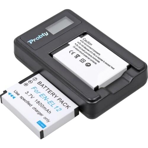 2Pcs Probty EN-EL12 EN EL12 + USB LCD Charger for NIKON Coolpix AW100 AW110 AW120 S9900 S9700 S9500 S9300 S9200 S8200 S6300 P330