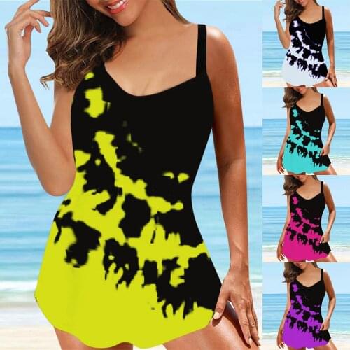 Swimsuits Woman 2021 Sexy Womens Swimwear Tankini Large Bikini Digital Print Suspender Beach Split Bathing Suit Plus Size S-5XL