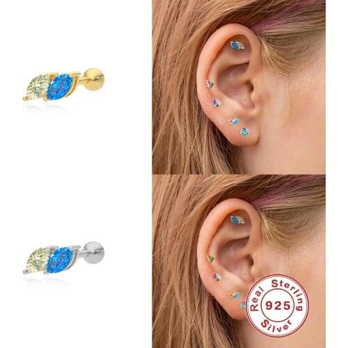 Aide Stud Earrings 925 Sterling Silver Small 2021 Trend Jewelry Geometric Colored Zircon Bling Ear Bone Piercing Earring Bricon
