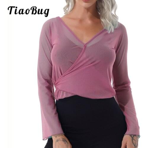 Dance Tops For Women Long Sleeve Mesh Training Stage Dancing Costumes