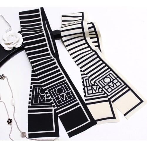 Stripe Print Lady Neck Decoration Silk Riband Scarves Bags Scarf Small Ribbon Hair Band Bandeaus Multifunction Choker ZSBD201