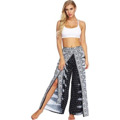 Summer Women Yoga Pants Wide Leg Trouser Bell-bottoms Sexy Flare Pant Vintage Bloomers Belly Dance Loose Flares Beach Sweatpants
