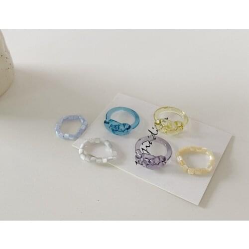 VSnow Summer Unique Design Transparent Resin Tie Ring for Women Minimalist Beaded Index Finger Ring Ring Jewellery Wholesale