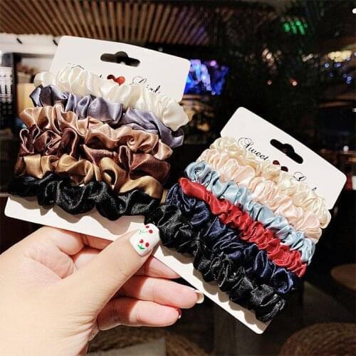 1set Elegant Satin Velvet Scrunchies Women Elastic Hair Rubber Bands Accessories for Girls Tie Hair Ring Ponytail Holder Headban