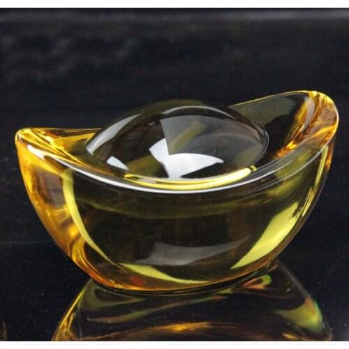 1pcs 50mm Crystal Shoe-shaped Gold Ingot Paperweight Glass Crafts Home Decoration Arts&Collection Fengshui Figurines Ornaments