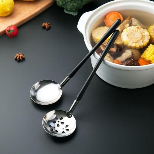 1PC Stainless Steel Colander Soup Spoon Filter Dessert Long Handle Strainer Skimmer Porridge Spoons Cooking Tools Dinnerware