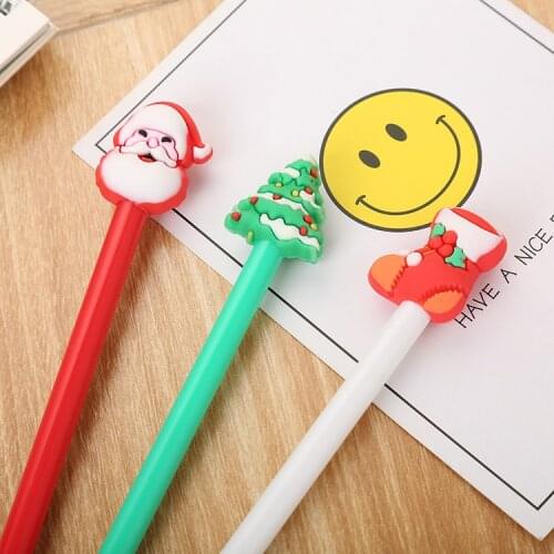 1 PCS Creative Neutral Solid Silica Gel Pens A Cartoon Santa Students Office Gift Pen Gel Pen Cute Stationary Wholesale