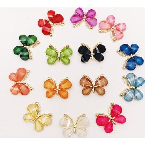 10pcs/lot Crystal Butterfly Rhinestone Buttons for Craft Wedding Invitation Card DIY Girl Hair Bowknot Metal Decorative Buttons