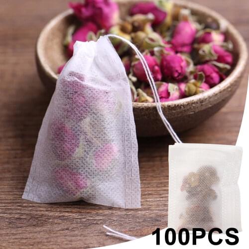 100Pcs/Lot Teabags 5.5 x 7CM Empty Scented Tea Bags With String Heal Seal Filter Paper for Herb Loose Tea