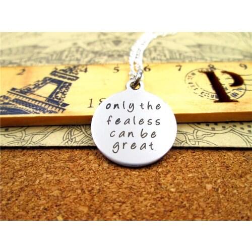 3pcs/lot Fashion stainless steel necklace "only the fearless can be great"Pendant necklace Jewelry Gift more style for choosing